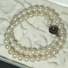 【照り強・大珠】SV 本真珠 パールネックレス 径約8.2〜9.0mm ホワイト