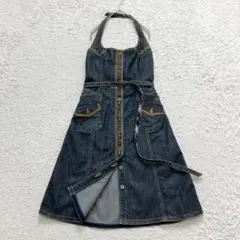 極美品✨バーバリーブルーレーベル ジャンパースカート デニム ノバチェック 刺繍
