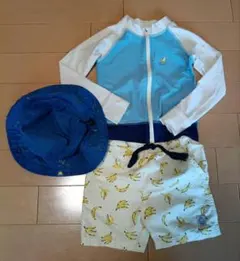 petit main プチマイン　バナナ柄ラッシュガード　水着帽子セット