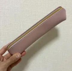 合成合皮★スリムペンケース★ピンク★ペンポーチ★筆箱★ステーショナリー★シンプル