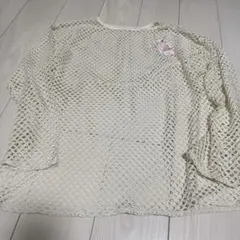 【新品タグ付き】しまむら メッシュトップス アイボリー シアー 長袖 重ね着のサムネイル