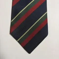 す*ト様 ネクタイ レジメンタル ストライプ シルク ネイビー 赤 緑