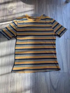 ボーダー柄 半袖Tシャツ リブ素材 カジュアル　ZARA