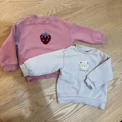 イチゴとクマ刺繍トレーナーセット