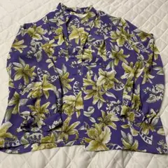 Bellesafeena 長袖 花柄 ブラウス パープル