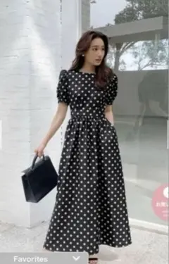 美品 ブラックドット柄ロングワンピース　BIRTHDAY BASH