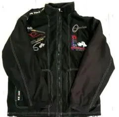 ★90s★一点モノ★ 刺繍入り黒ジップアップジャケット Lサイズ Y2K