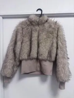 ライトグレー ファーコート ショート丈