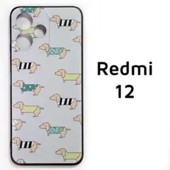 Redmi 12 5G カバー グレー ダックスフンド 犬 /