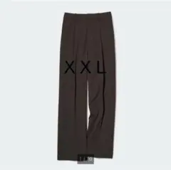 ユニクロ　スラックス　タックワイドパンツ　丈長め　ブラウン