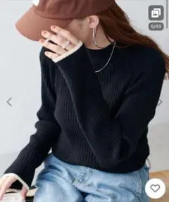 DISCOAT モチモチリブパイピングハイネック　長袖 ニット