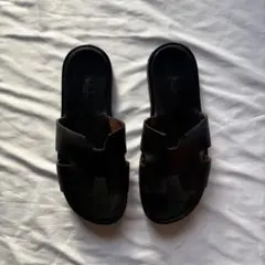 HERMES izmir leather sandals blackのサムネイル