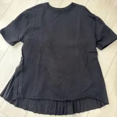ZARA 黒 プリーツ 半袖Tシャツ Sサイズ