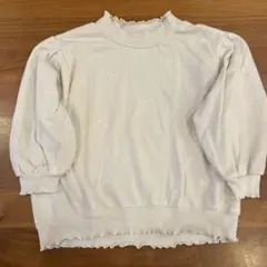 リボン刺繍 トレーナー 淡いライトブルー（薄い水色）