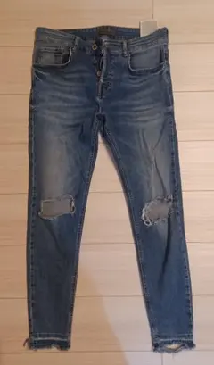 ZARAMANライトブルー スキニーデニム ダメージ加工