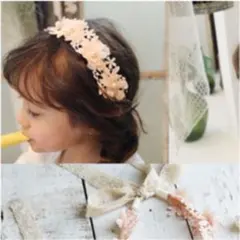 レースリボンのカチューシャ  ピンク色