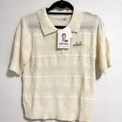SUNNY HOUSE 刺繍ブークレニット ポロシャツ 半袖ニット