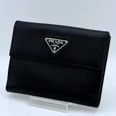 PRADA プラダ サフィアーノ 三角ロゴ ニつ折り財布 レザー ブラック