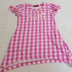 【RONI】ロニィ チェック柄 Tシャツワンピース ピンクのサムネイル