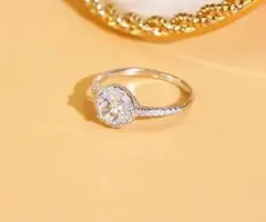 925 ラウンドカット リング 11号 シルバー モアサナイト ダイヤモンド 高