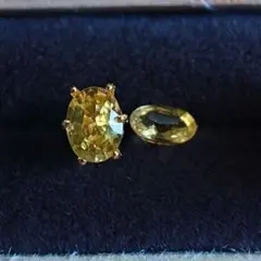 ラスト1点　✧天然石非加熱イエロサファイア4.0×3.0mm✧　ピアス