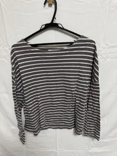 nano universe ボーダー　長袖カットソー