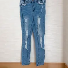 ライトブルースキニーデニム ダメージ加工 ダメージデニム サイズ11