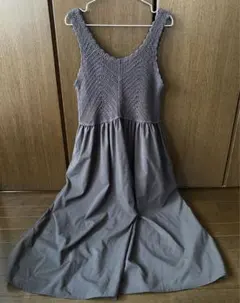 クロシェ編み風切替ノースリーブワンピース