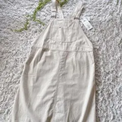 新品タグ付き♡ナチュラルランドリー　ホワイトデニムジャンパースカート　日本製