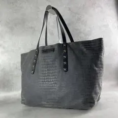 JIMMY CHOO PIMLICO クロコ型押し ダークグレー トートバッグ - メルカリ