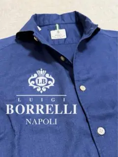 【未使用品】LUIGI BORRELLI／リネンコットンシャツ／ネイビー／Sのサムネイル