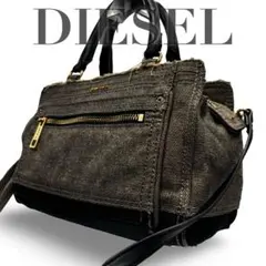 【ヴィンテージ】ディーゼル　2way ショルダーバッグ　トート　黒　デニムレザー