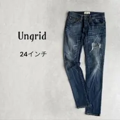 アングリッド スキニーデニムパンツ ダメージクラッシュ加工 24インチ Sのサムネイル