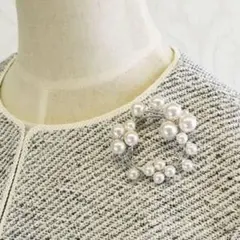 【シルバー×パール】ブローチ　結婚式 高見え　パール　パールサークルブローチ★