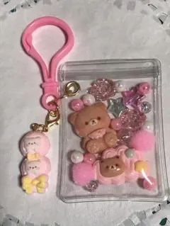 キャンディーバッグキーホルダー くま ピンク系