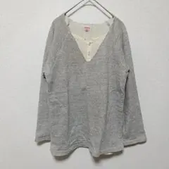 レディース　デニムダンガリー　スウェット生地　グレー　カットーソー