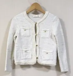 ZARAツイード風ニットジャケットアイボリー122cm6-7歳用