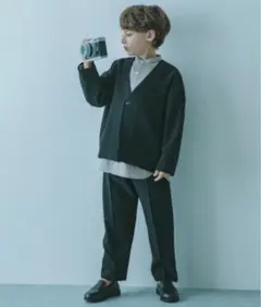 美品120cm デビロック　ノーカラージャケット セットアップ　黒