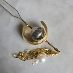 ゴールドカラー　簪　かんざし　月　ムーン　金属製　アンティーク　着物　浴衣　F