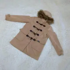 ピンクラテ　ダッフルコート　ベージュ系　フード付き　XS(150cm)ベージュ