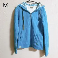 （難あり）★ROXY 【M】フード付きパーカー ブルー 厚手