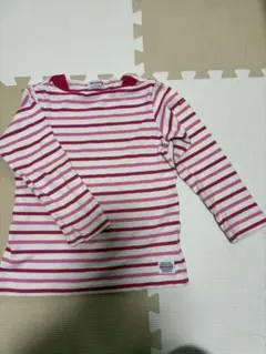 ミキハウス １２０ 長袖 ピンクボーダー 白地