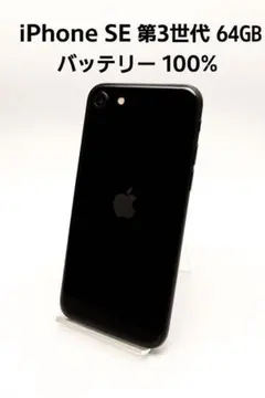 iPhone SE 第3世代 64GB バッテリー 100% - 6077