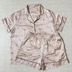 【美品】GU サテンパジャマ さくらんぼ L