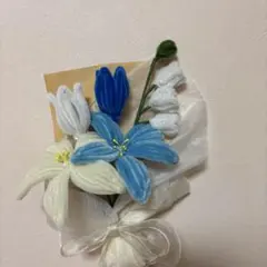 モールフラワー　ブルー系　花束　プレゼント　インテリア　枯れないお花　ブーケ