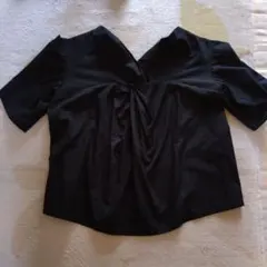 ブラック Vネック 半袖 トップスearth 値下げ 価格550円‼️