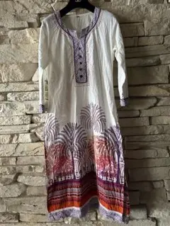 美品 インド綿 クルタ　ケララ州購入 Sサイズ