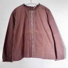 ehka sopo 에헤카소포 블라우스 긴팔 자수 프릴 넥 브라운