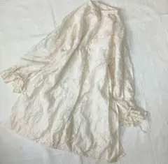 シャツワンピース ジャガードワンピース 花柄 美品 ロング丈 ワンピース