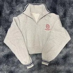 MOUSTW ハーフジップ クロップドスウェット グレー